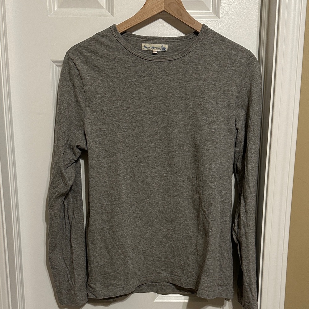 Merz B. Schwanen Gray Long Sleeve Men's Shirt 5 Medium Loopwheel 100% Cotton